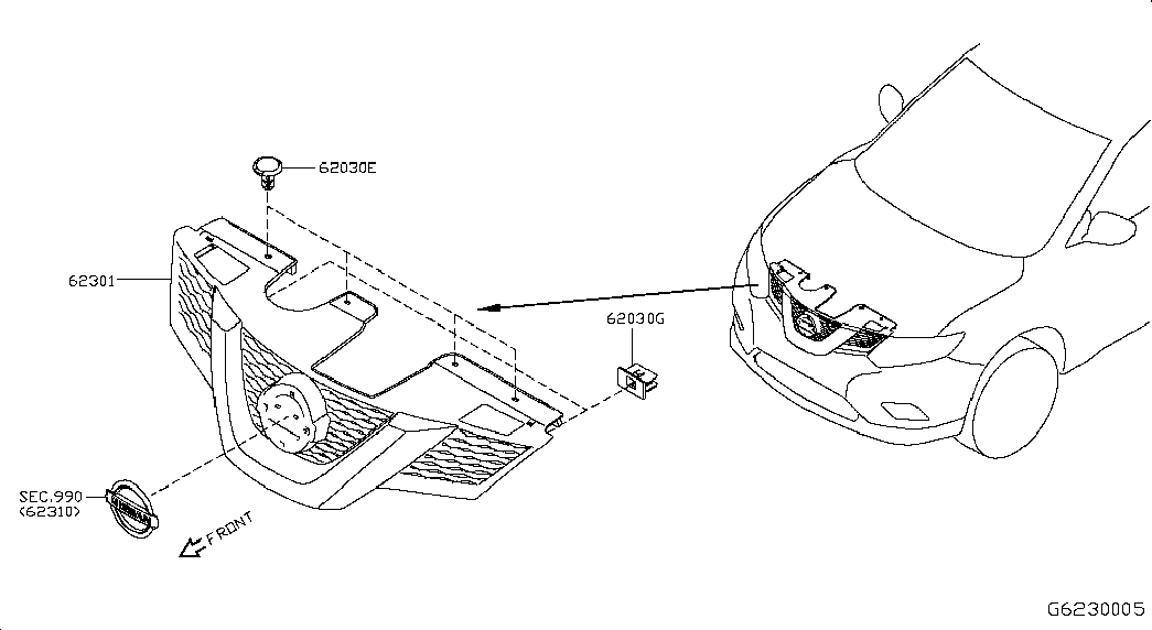 Решетка радиатора для Ниссан Х-Трейл 2013-2018
