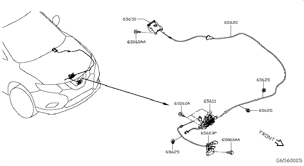 Замок капота для Ниссан Х-Трейл 2013-2018