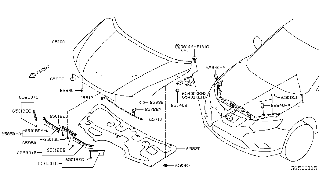 Петля капота левая для Ниссан Х-Трейл 2013-2018