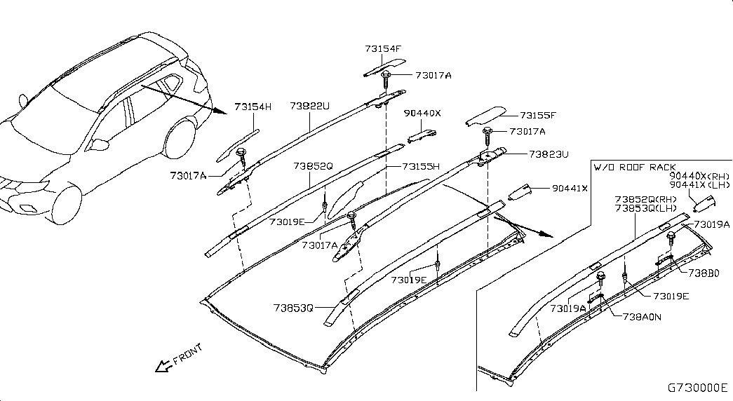 Рейлинг правый для Ниссан Х-Трейл 2013-2018