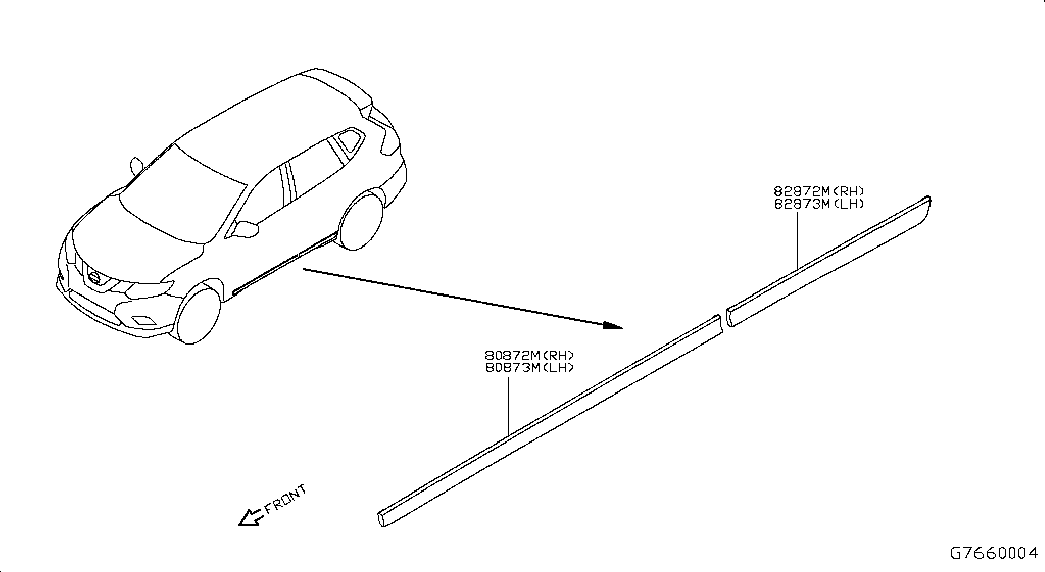 Молдинг боковой правый для Ниссан Х-Трейл 2013-2018