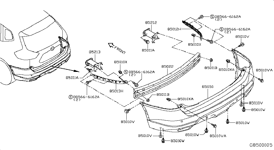Бампер задний для Ниссан Х-Трейл 2013-2018