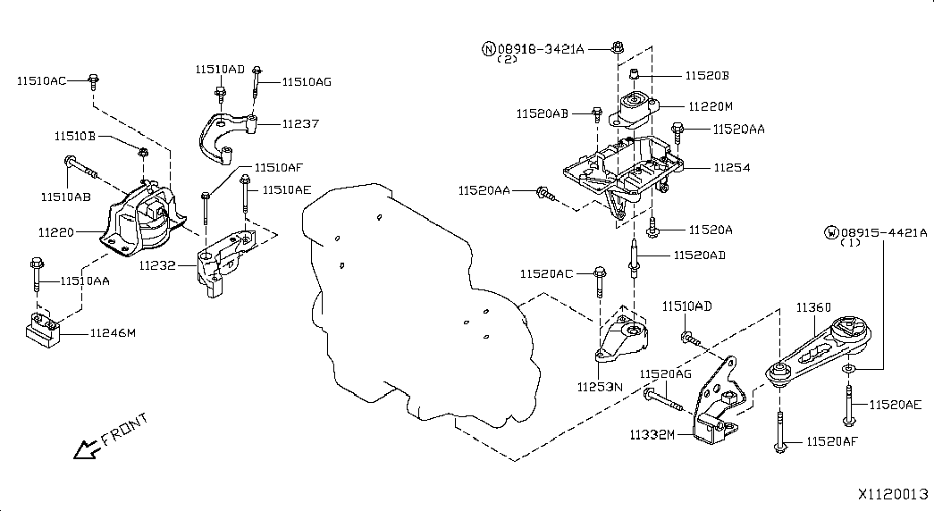 Подушка двигателя задняя для Ниссан Тиида 2010-2013