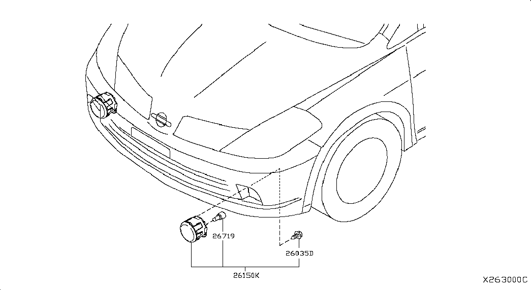 Фара противотуманная правая в сборе для Ниссан Тиида 2010-2013