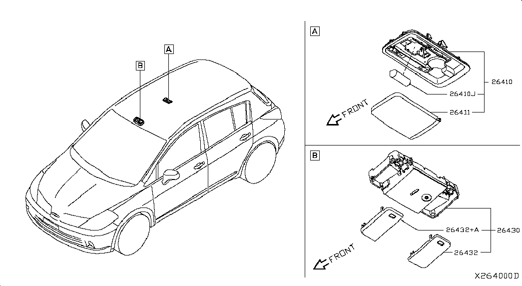 Фонарь салона для Ниссан Тиида 2010-2013