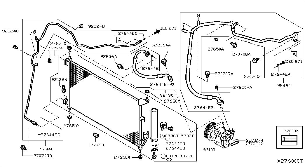 Радиатор кондиционера в сборе для Ниссан Тиида 2010-2013