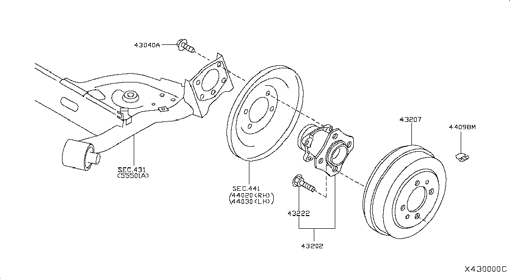Ступица задняя правая для Ниссан Тиида 2010-2013