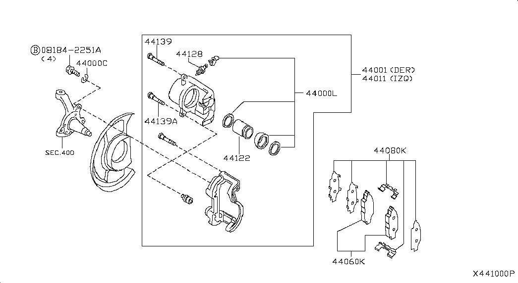 Суппорт тормозной задний правый для Ниссан Тиида 2010-2013