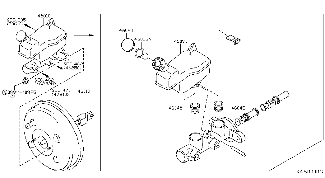 Главный тормозной цилиндр с бачком для Ниссан Тиида 2010-2013