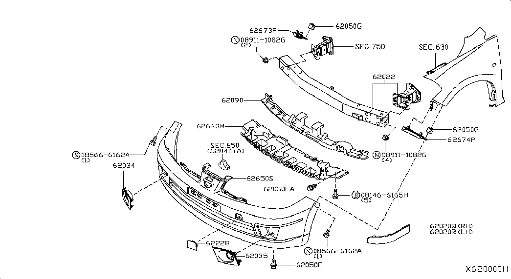 Усилитель переднего бампера для Ниссан Тиида 2010-2013