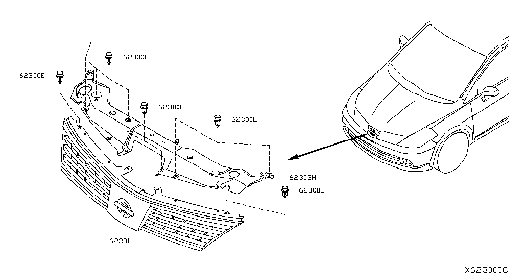 Решетка радиатора для Ниссан Тиида 2010-2013
