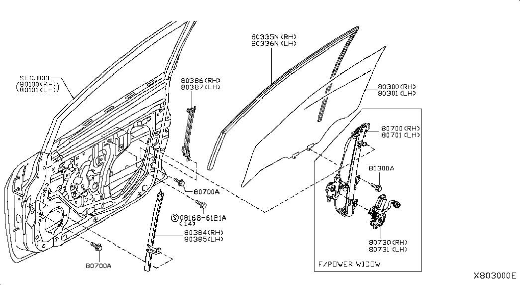 Стекло передней левой двери для Ниссан Тиида 2010-2013