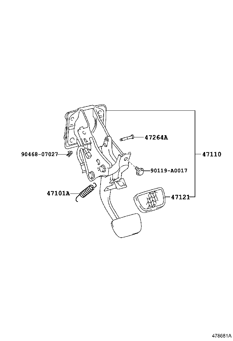 Педаль тормоза для Тойота Венза 2012-2017