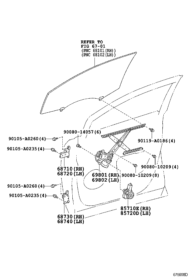 Мотор стеклоподъемника переднего правого для Тойота Венза 2012-2017