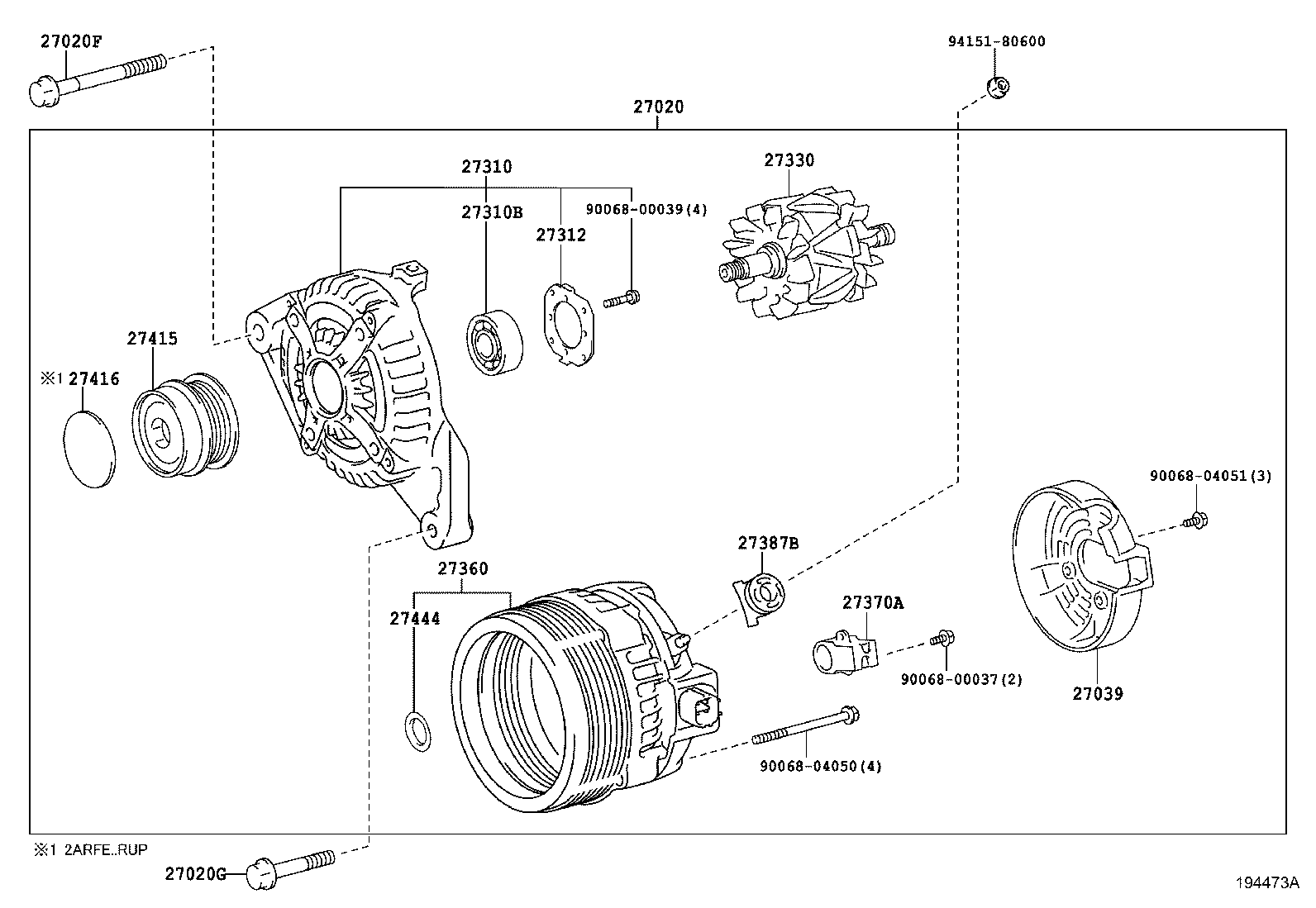 Генератор в сборе для Тойота Камри 2014-2017