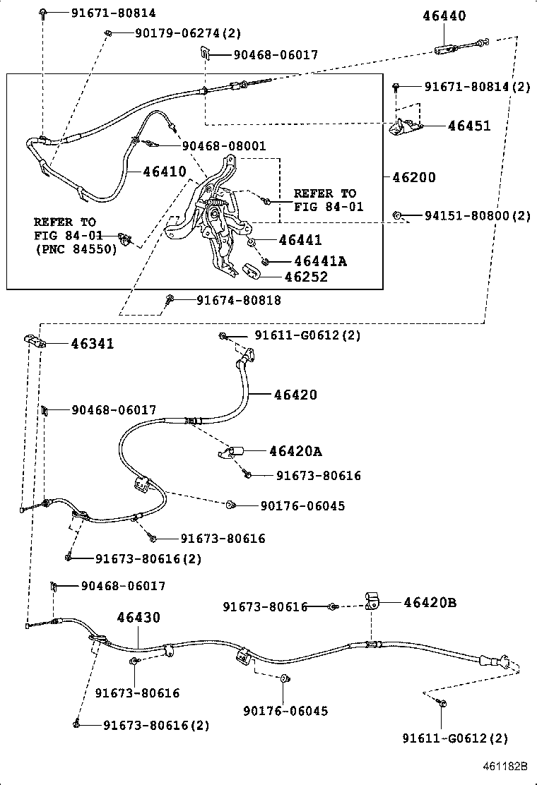 Трос правый стояночного, ручного тормоза для Тойота Камри 2014-2017