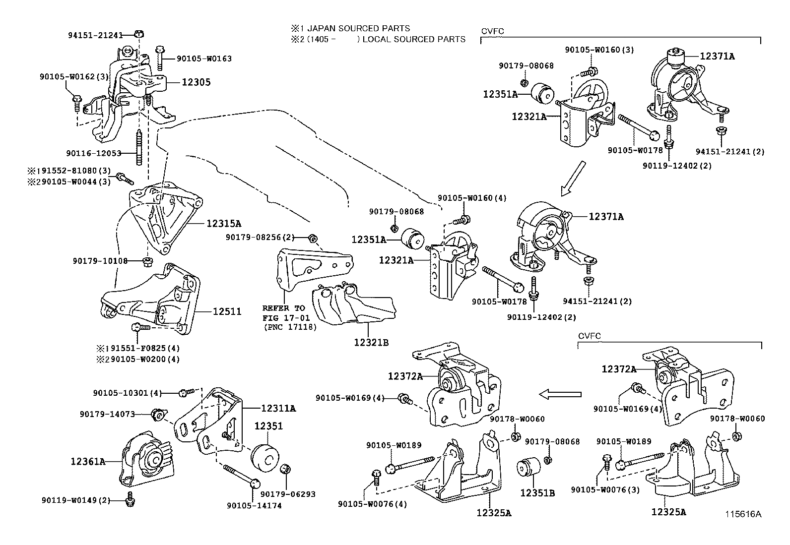 Подушка двигателя задняя для Тойота Авенсис 2008-2011