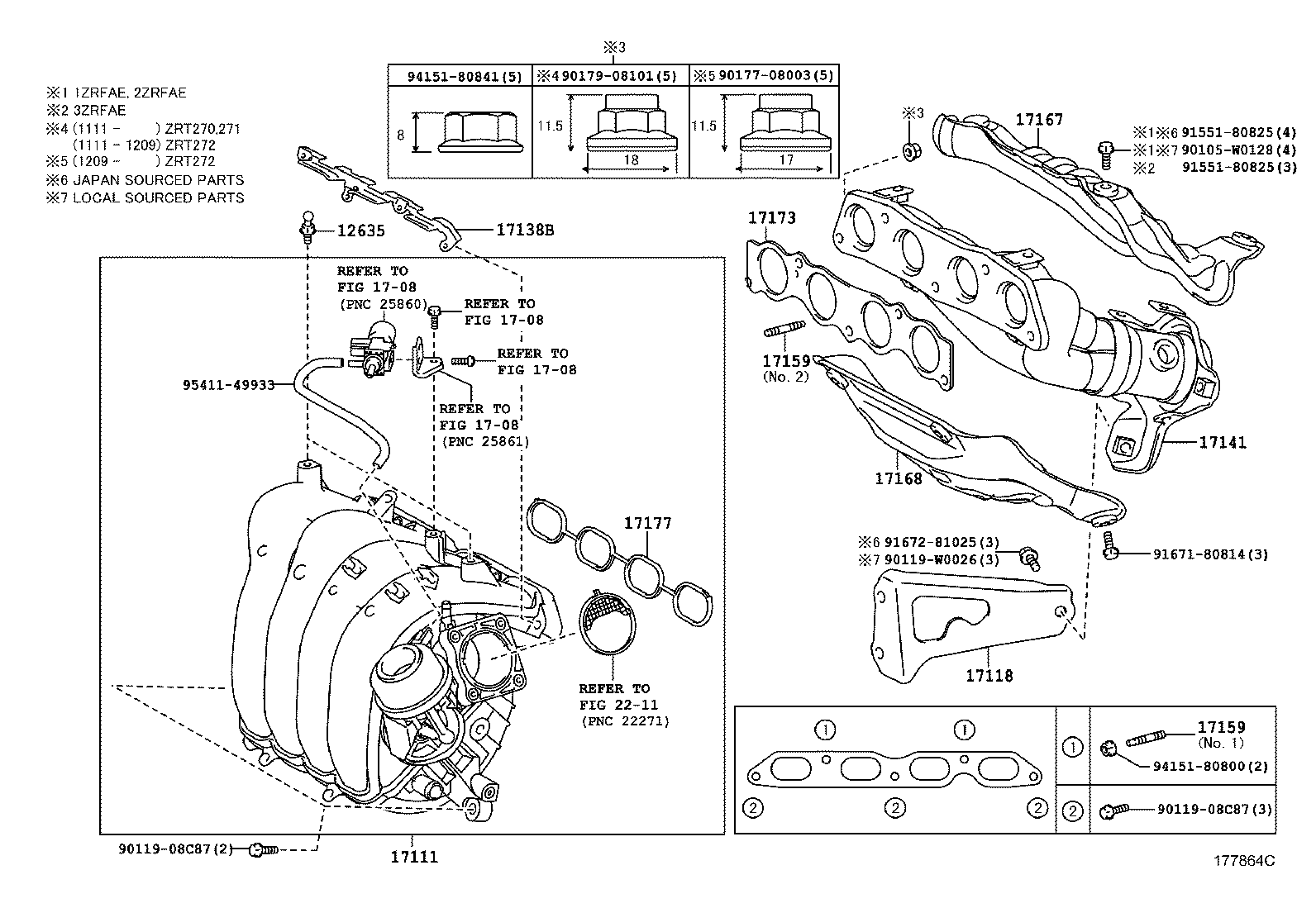 Коллектор выпускной для Тойота Авенсис 2008-2011