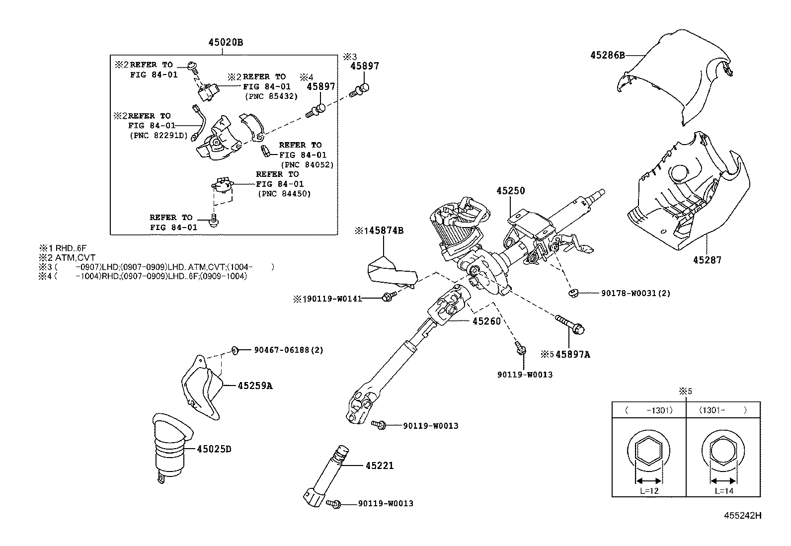 Рулевая колонка в сборе для Тойота Авенсис 2008-2011