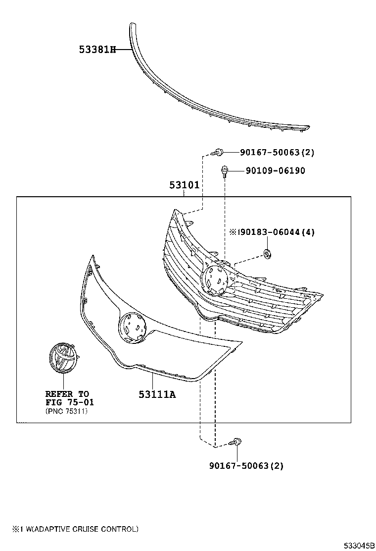 Решетка радиатора для Тойота Авенсис 2008-2011