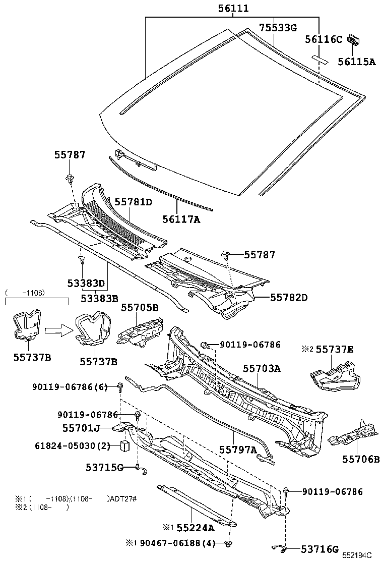Лобовое стекло для Тойота Авенсис 2008-2011