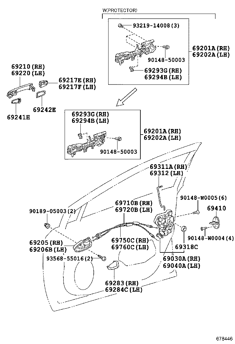 Замок передней правой двери для Тойота Авенсис 2008-2011