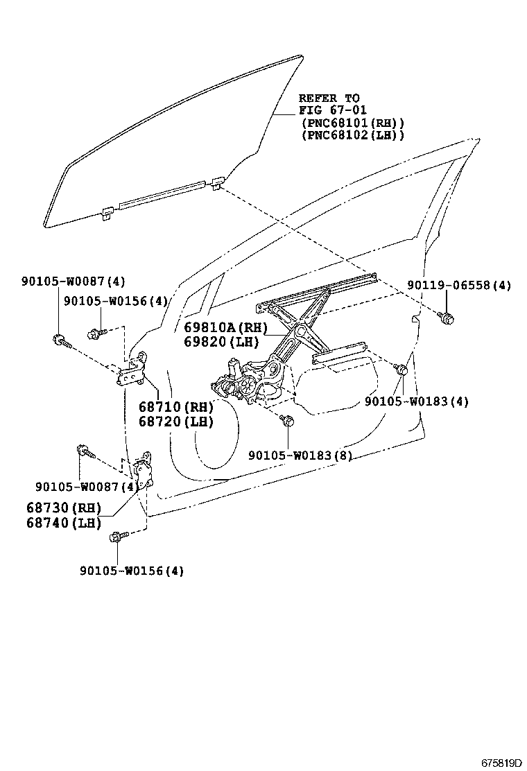 Стеклоподъемник переднего правого стекла для Тойота Авенсис 2008-2011