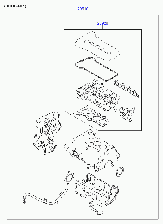 Комплект прокладок для двигателя для Хендай i30 2011-2015