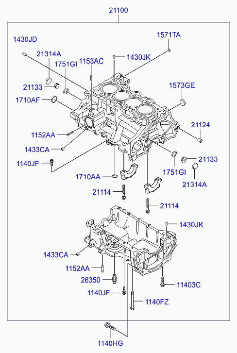 Блок цилиндров в сборе для Хендай i30 2011-2015