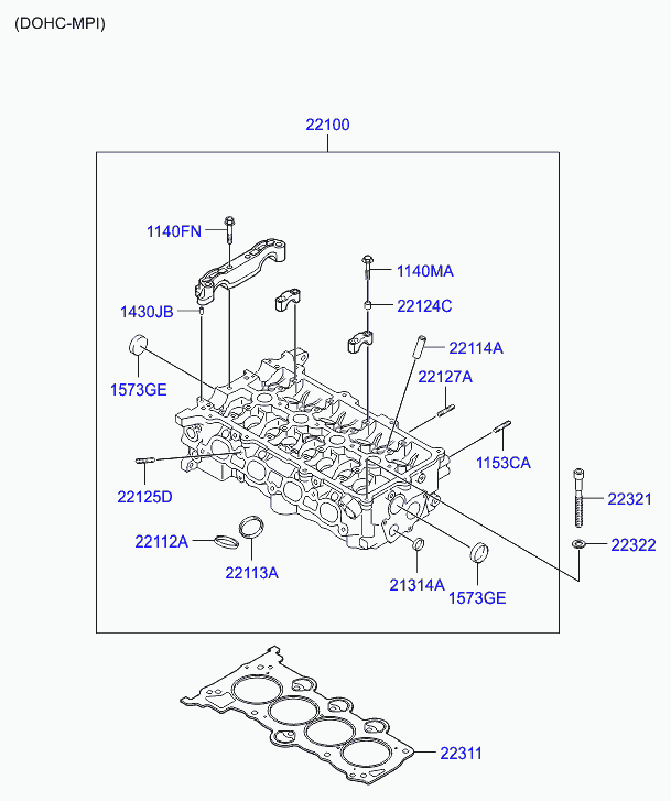 Головка блока цилиндров в сборе для Хендай i30 2011-2015
