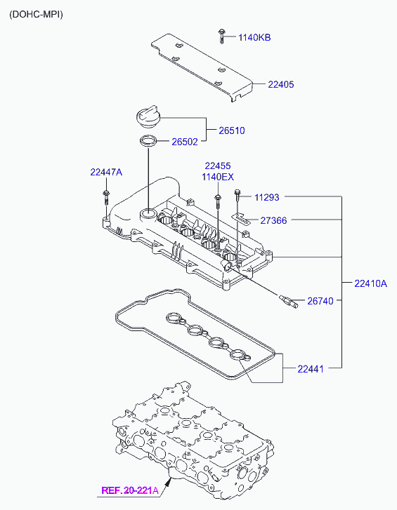 Клапанная крышка для Хендай i30 2011-2015