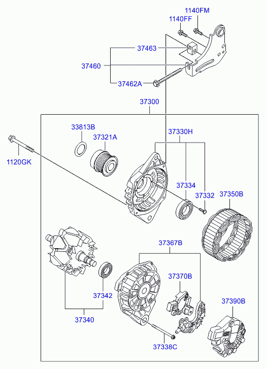 Генератор в сборе для Хендай i30 2011-2015
