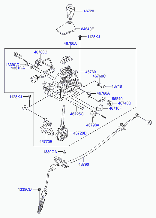 Трос переключения скоростей для Хендай i30 2011-2015 