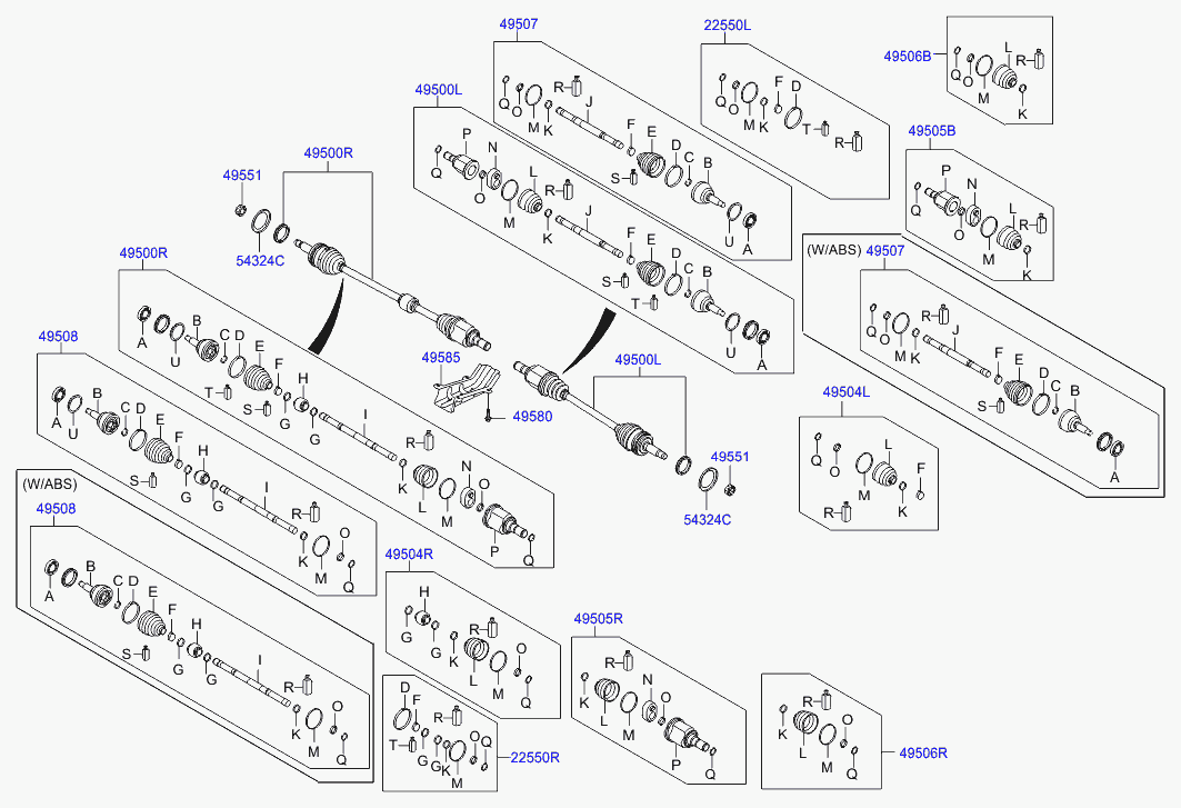 Приводной вал передний правый для Хендай i30 2011-2015