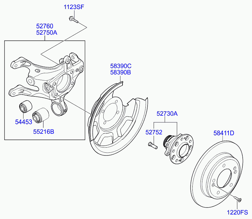 Ступица задняя левая для Хендай i30 2011-2015