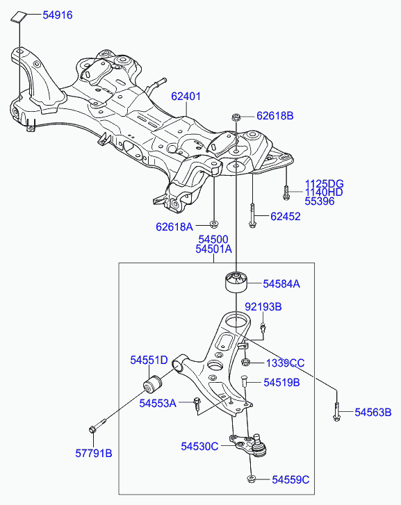 Рычаг передний нижний левый для Хендай i30 2011-2015