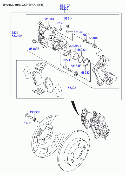 Суппорт тормозной задний левый для Хендай i30 2011-2015