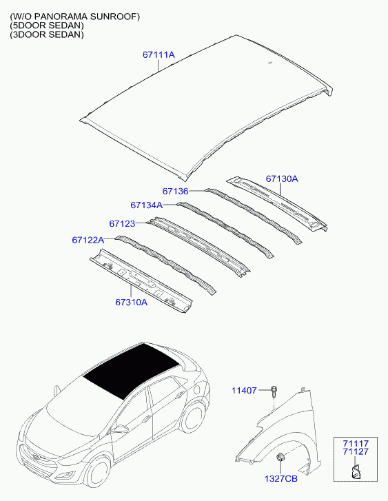 Крыша для Хендай i30 2011-2015