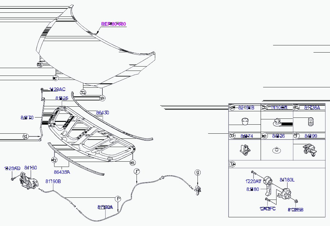 Замок капота для Хендай i30 2011-2015