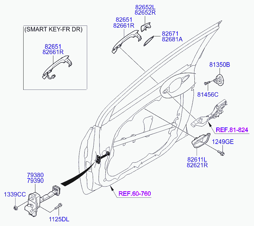 Ручка передней правой двери для Хендай i30 2011-2015