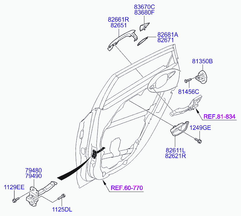 Ручка задней правой двери для Хендай i30 2011-2015
