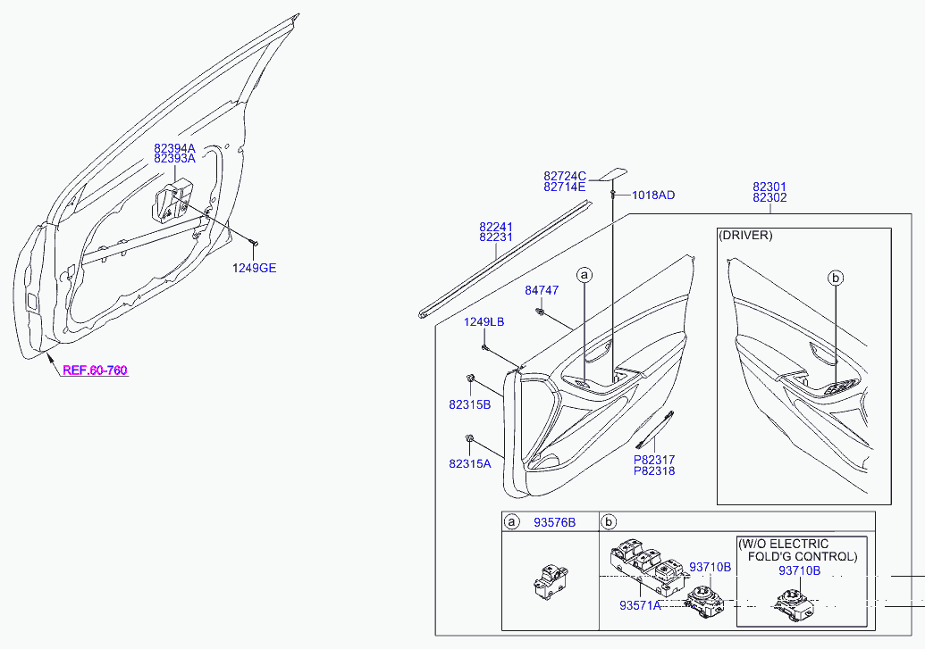 Кнопки стеклоподъёмников водительской двери для Хендай i30 2011-2015