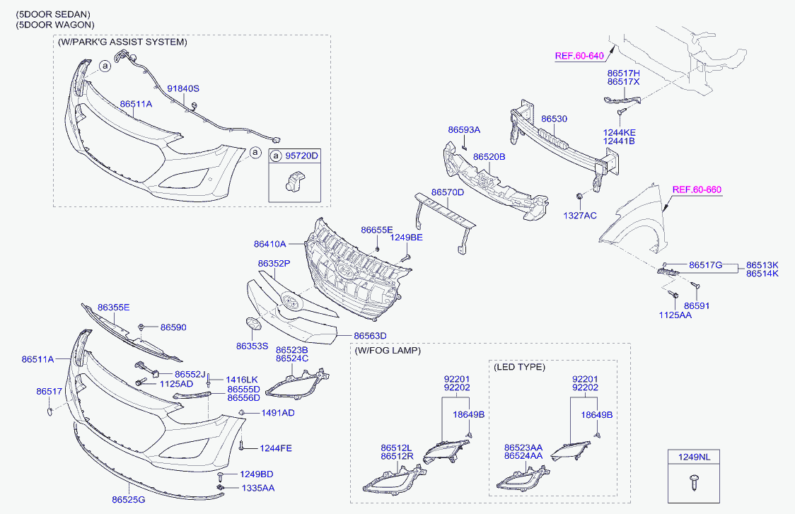 Бампер передний для Хендай i30 2011-2015