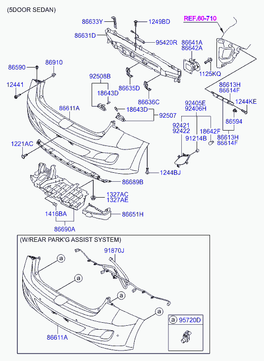 Бампер задний для Хендай i30 2011-2015