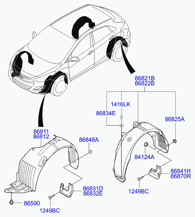 Подкрылок передний левый для Хендай i30 2011-2015