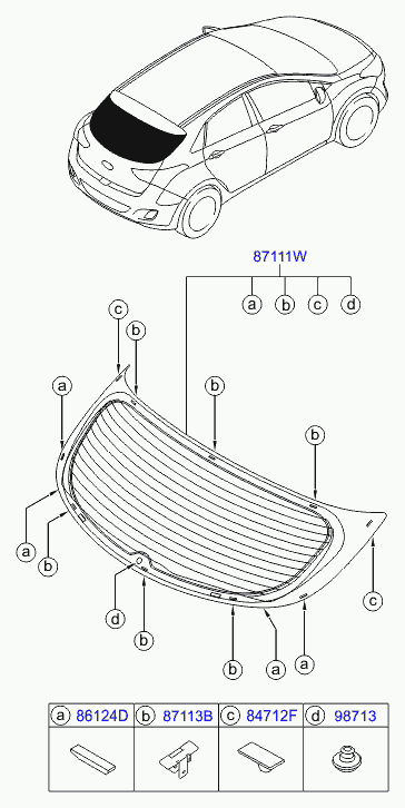 Стекло заднее для Хендай i30 2011-2015
