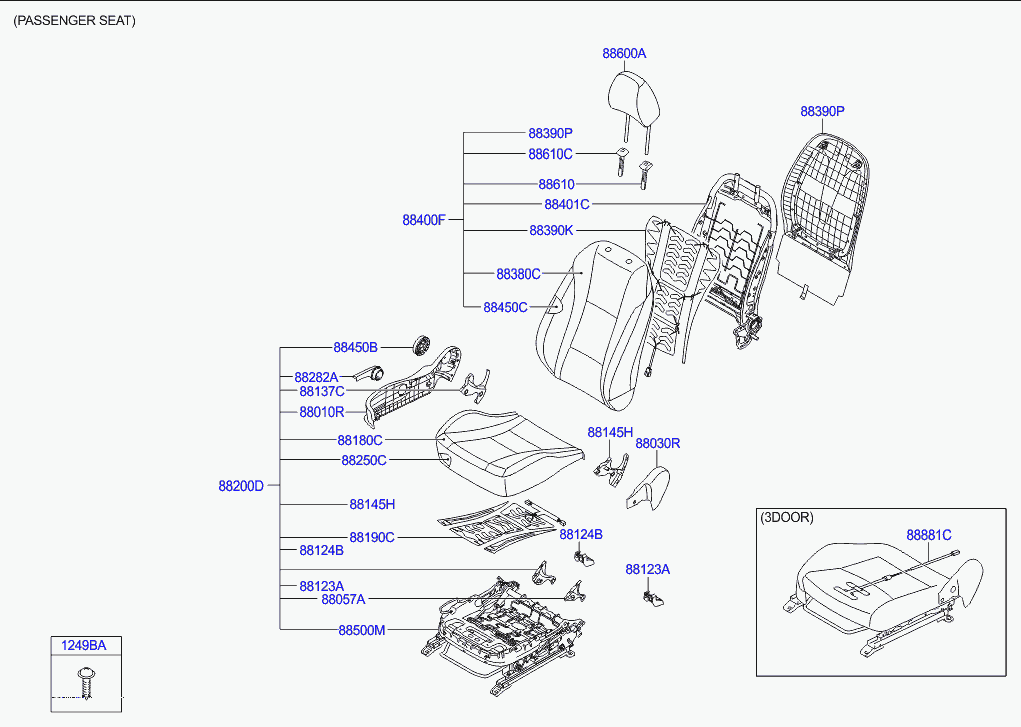 Подушка переднего сиденья пассажира для Хендай i30 2011-2015