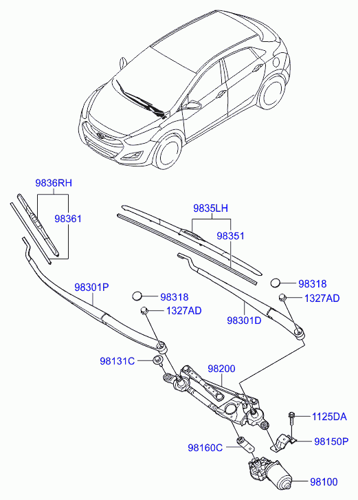 Трапеция переднего стеклоочистителя для Хендай i30 2011-2015