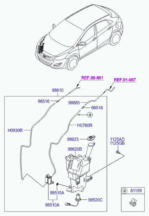 Бачок стеклоочистителей для Хендай i30 2011-2015