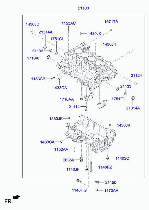 Блок цилиндров в сборе для Хендай Солярис 2010-2014